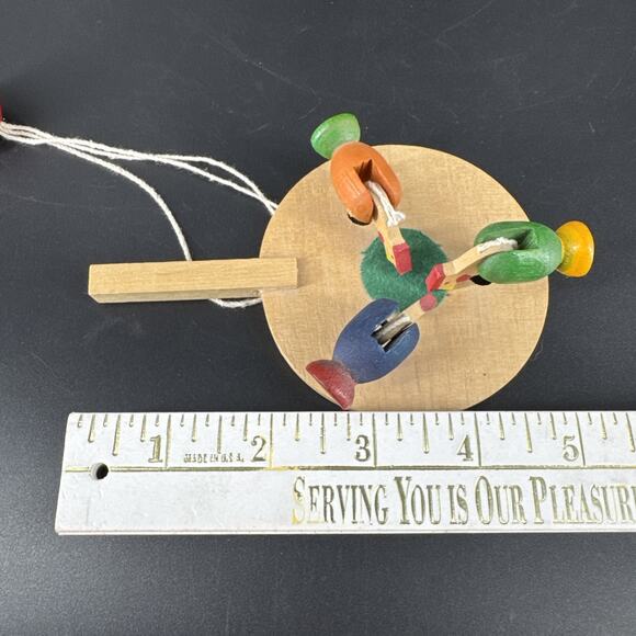 Vintage Colorful Pecking Chickens Hens Paddle Toy Wood Folk Art - Picture 7 of 9